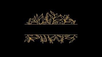 Christmas Floral flower leaf golden frame copy space animation with alpha channel. video