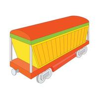 Covered freight wagon icon, cartoon style vector