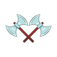 Crossed ancient battle double axes icon vector
