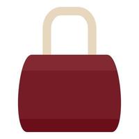 Brown leather bag icon, flat style vector