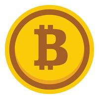 Gold bitcoin icon, flat style vector