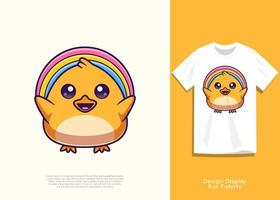 chick vector illustration, flat cartoon style design, with added look on t-shirt.