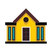 Yellow cottage with narrow windows icon flat style vector