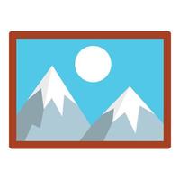 Mountain wall picture icon, flat style vector