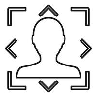 Modern face recognition icon, outline style vector