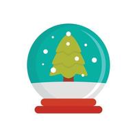 Snow tree glass ball icon, flat style vector