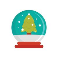 icono de bola de cristal de árbol de nieve, estilo plano vector