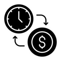 dólar dentro del reloj, icono del tiempo es dinero vector