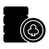 A glyph design icon of casino tokens vector