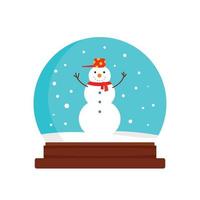 Snowman glass ball icon, flat style vector