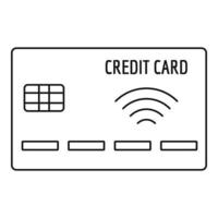 Nfc credit card icon, outline style vector