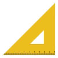 Yellow triangular ruler icon, flat style. vector