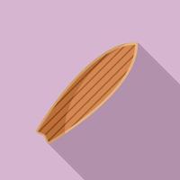 Retro wood surfboard icon, flat style vector