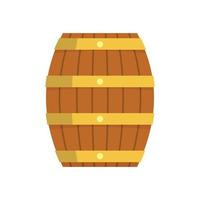 icono de barril de madera, estilo plano vector