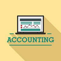 Laptop accounting logo, flat style vector