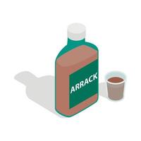 icono de botella de arrack, estilo 3d isométrico vector