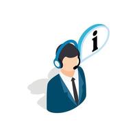 Consultant on phone icon, isometric 3d style vector