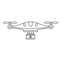 icono de dron de cámara, estilo de contorno vector