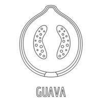 Guava icon, outline style. vector