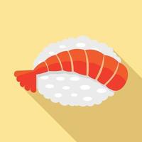 Ebi shrimp sushi icon, flat style vector