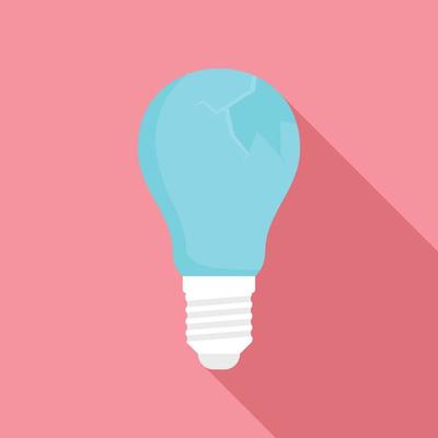 Broken bulb icon, flat style