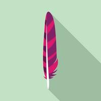 Ornate feather icon, flat style vector