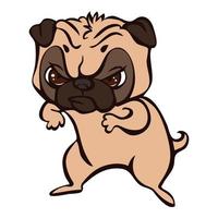 Pug fight icon, cartoon style vector