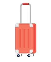 red travel suitcase with wheels vector