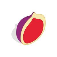 Half of fig fruit icon, isometric 3d style vector