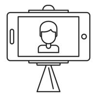 Take photo selfie stick icon, outline style vector