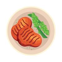 meat and asparagus vector