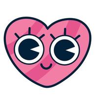 pink heart love character vector