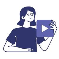 woman with play button vector