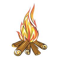 Campfire icon, cartoon style vector