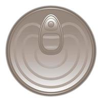 Top view tin can icon, cartoon style vector