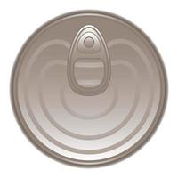 Top view tin can icon, cartoon style vector