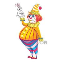 Clown with rabbit icon, cartoon style vector