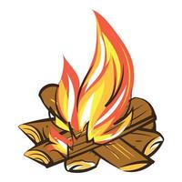 Smore campfire icon, cartoon style vector