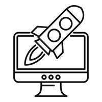 Rocket startup innovation icon, outline style vector