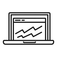 Accounting laptop graph icon, outline style vector