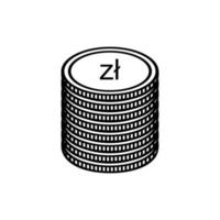 moneda de polonia, signo de pln, símbolo de icono de zloty polaco. ilustración vectorial vector