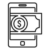 icono de préstamo en línea en efectivo, estilo de esquema vector
