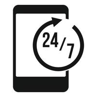 24 hours service center icon, simple style vector