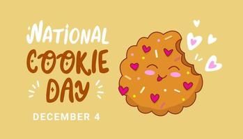National Cookie Day 4th December. Funny chocolate sweet Cookie. Vector illustration in cartoon style