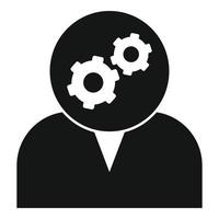 Gear wheel service center man icon, simple style vector