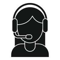 icono de centro de llamadas de mujer, estilo simple vector