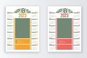 Calendar for 2023. Wall calendar design 2023 year. vector