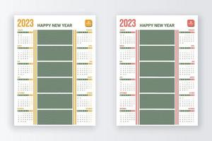 calendario para 2023. diseño de calendario de pared 2023 año. vector