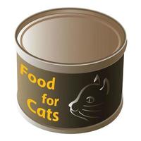 Cat food tin can icon, cartoon style vector