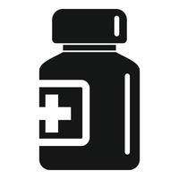 Glass pill jar icon, simple style vector